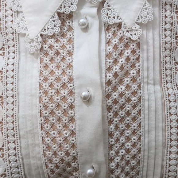 NEW..Alicia + Olivia Meeko Embroidered Eyelet Lace Trim Cotton Minidress.Size 6 - Picture 8 of 10